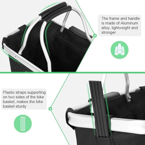 Lenkerkorb Taschen,Faltbar Fahrrad vorne Korb, Easy Install Abnehmbare FahrradkorbTasche für Kleiner Hund-Einkaufen-Reisen-Picknick, mit Lenkeradapter