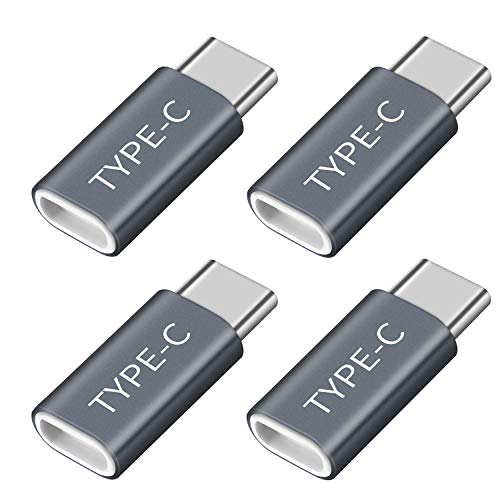 USB Type C Adapter 4 Pack,USB-C to Micro USB Adapter,USB C Convert Connector 56k Resistor for Samsung Galaxy Note 8 S8 S8 Plus +, Google Pixel, Pixel 2 XL, HTC 10, LG G5, Nexus 6P(Gray4)