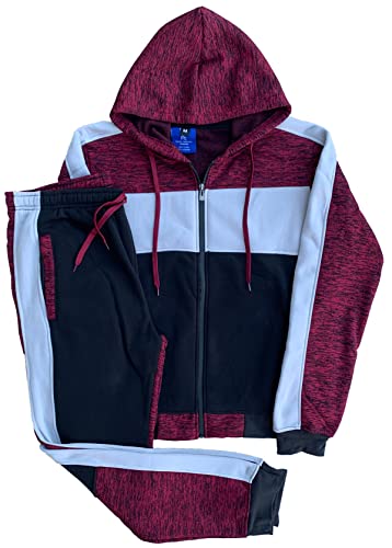 Mens' Jogger Sweatsuit 2-Piece Color Block Sweat jacket Sweatpants Fleece suit