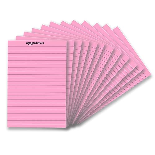 Image of AmazonBasics Wide Ruled 10.5x8.5 Blue (Pack of 6) & 5 x 8 Pink (Pack of 12)- Inch 50-Sheet Lined Writing Note Pad