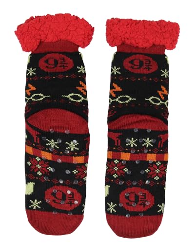 Harry Potter Women's Hogwarts Icons Knit Fleece Lined Slipper Crew Socks Shoe Size 5-10 For Men And Women3