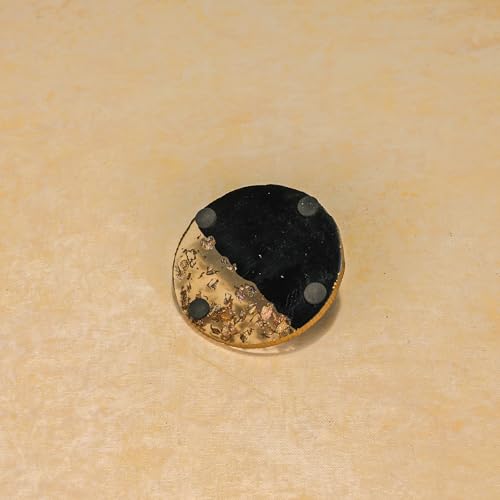 Image of Ireka Home Midnight Gold Resin Coasters (Set of 4) - Black & Gold Starry Design with Shimmering Edges and Soft Pink Accents, Perfect for Coffee Cups, Mugs & Table Decor