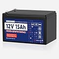 12V 15Ah Lithium LiFePO4 Battery,4000+ Deep Cycles & Maintenance-Free Battery for Scooter, Fish Finder,Solar System, Power Wheels, Lighting and More,Built-in 30A BMS