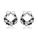 Bling Jewelry Simulated Garnet Simulated Emerald Crystal Christmas Wreath Earrings Silver Plated