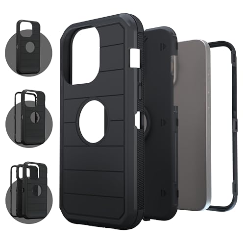 Image of KLD Hard Back Case for Apple iPhone 15 Pro MAX Cover Military Grade Protection Heavy Duty Rugged Shockproof Smart Case - Black
