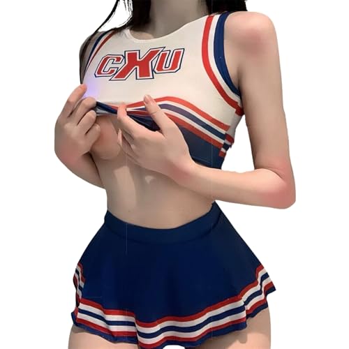 [LIKENNY] チアガール スク水 スク水 コスプレ セクシーランジェリー スクール水着 体操着 応援団 コスチューム チアリーダー 女子 高校生 学生 半袖 ミニスカート制服 JK ミニスカ セーラー服 かわいい 可愛い プレゼント レディース 衣装 女装 人気の画像