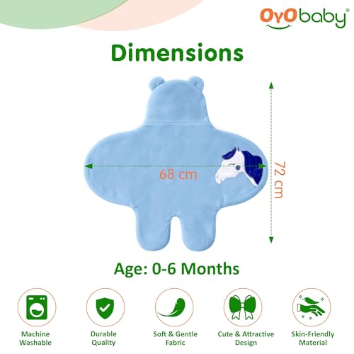 Image of OYO BABY Newborn Blanket Combo Pack of 2 | Hooded Sleeping Bag & Baby Wrapper Set | Super Soft Micro Fleece | Lightweight Yet Warm | Daily Use | 0-6 Months | Pink & Blue
