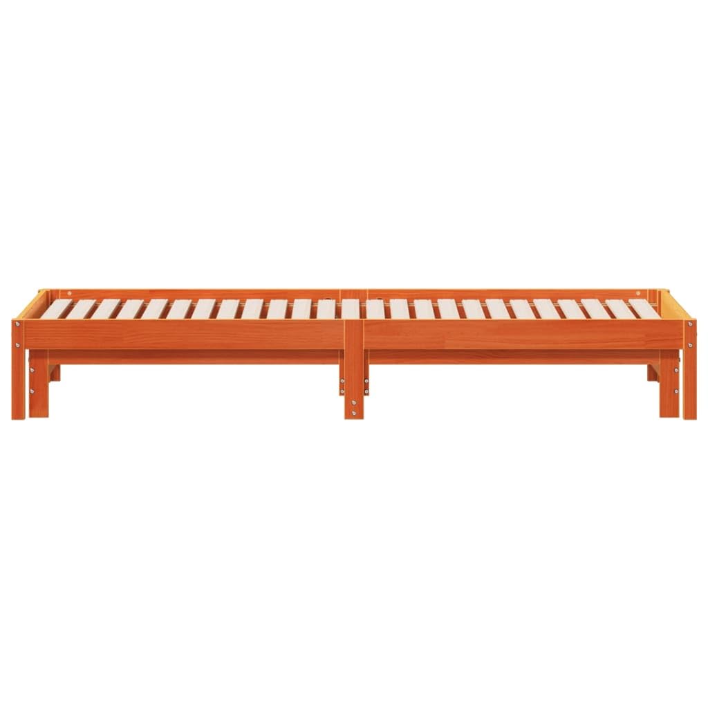 vidaXL Sofá Cama con Nido, Cama de Invitados, Somier de Dormitorio, Sofá Descanso para Salón Sótano, Madera Maciza de Pino Marrón Cera