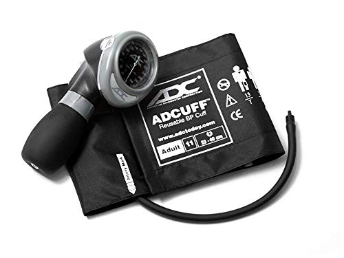 ADC - 703-11ABK Diagnostix 703 Palm Style Aneroid Sphygmomanometer with Adcuff Nylon Blood Pressure Cuff, Adult, Black #1