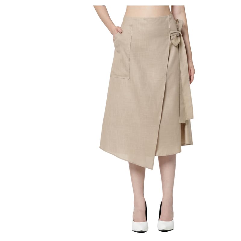 office & you Light Beige Linen Skirt with Pocket-picture-46