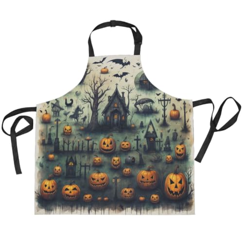 Tablier de cuisine forêt de citrouilles pour cuisson en famille