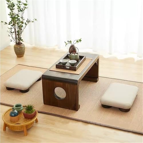 Japanese Low Stool - Wooden Footstool, Comfortable Meditation Chair, Compact Bed Stool, Small Floor Bench for Low Tables, Ideal for Relaxation and Space-Saving (Large)