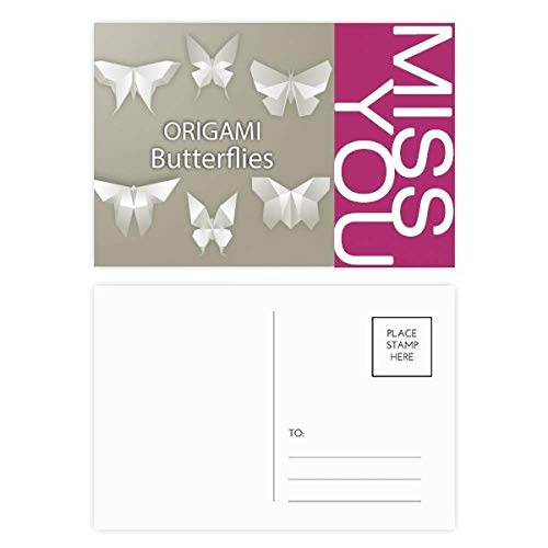 Cartes postales Origami papillon abstrait blanc 20 pièces pour correspondance créative