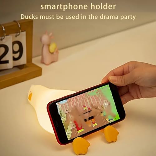 Image of GITGRNTH Squishy Seal Night Light - Soft Silicone LED Lamp with Warm Glow, USB Rechargeable, Tap Control, Cute Animal Decor for Bedroom, Kids & Adults (Lazy Duck Lamp, Regular)