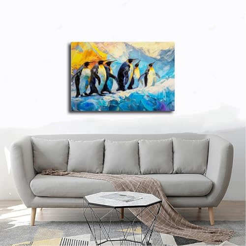 Poster pingouin sur toile tableau deco murale chambre coucher et bureau