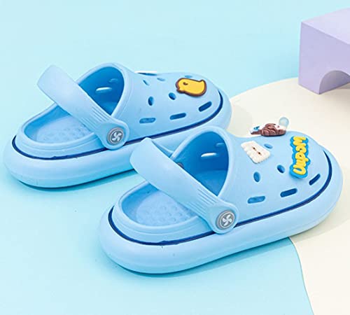 Happy E-Life Baby Sandals, Kid's Slides Sandals Boys Girls Clogs Cute Cartoon Garden Shoes Lightweight Beach Slippers For Kids(Light Blue,11) #TOP1