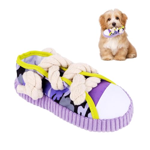 Koxtyzo Juguete para Perros Suave, Juguete para Cachorros con Sonido/Chillón, Juguete Adorable para Cachorros en Forma de Zapato con Campanita, Juguete de Morder para Perros Pequeños