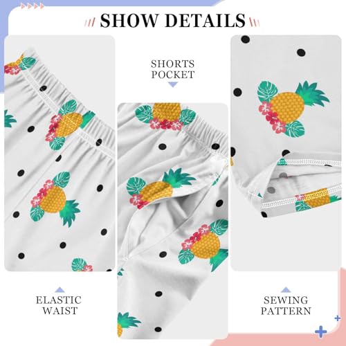 Pineapple Hibiscus Floral Boys Long Pants Soft Trousers Elastic Waist Kids Lounge Bottoms with Pockets S-XL4