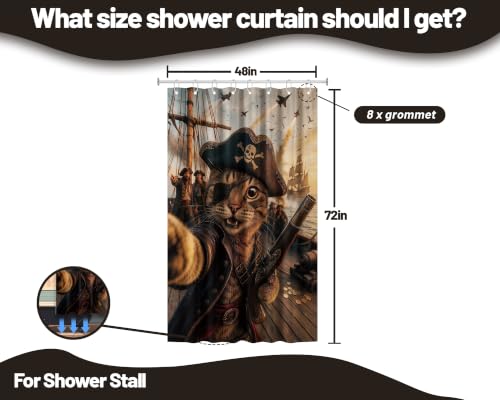 Image of Funny Cat Stall Shower Curtain, 48x72 in Small, Cool Kids