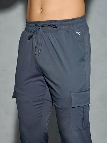 Image of TECHNOSPORT Men's Regular Fit Mid Rise Polyester Solid Cargos for Activewear, Regular Use and Quick Dry