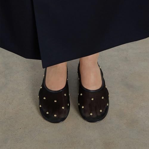 Mesh Ballet Flats for Women Stylish Studded Comfortable Pull-on Elegant Breathable Shoes3