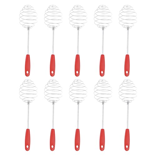 Gvblkq Egg Whisk Set of 10, Manual Wire Whip Cream Beater Mixer, 5.5x25cm Stainless Steel Mixing Tool for Baking Pancakes Sauce Milk Matcha Flour Food Preparation Kitchen Gadget