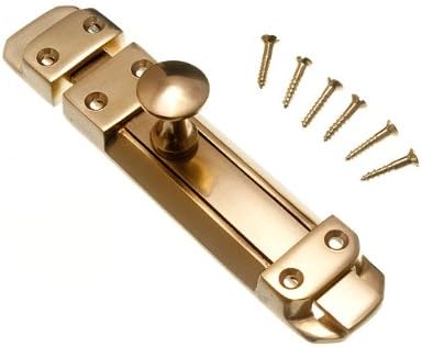 TOWER BOLT SLIDE DOOR LOCK 150MM POLISHED BRASS WITH SCREWS