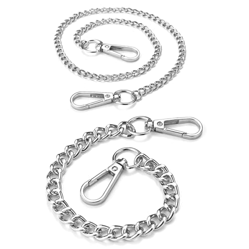 2Pcs Jean Chain Punk, 21in/12in Gothic Long Vintage Alloy Pocket Wallet Chain Fashion Accessory for Men Women