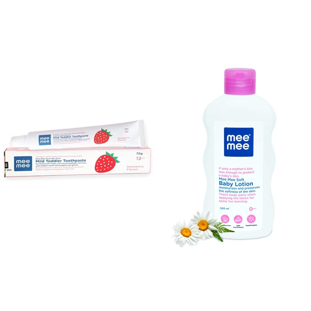 Mee Mee Fluoride-Free Toothpaste, Strawberry, 70g & Mee Mee Baby Lotion (With Fruit Extracts- 500 ml) (B08S93S75Z) Amazon Price History, Amazon Price Tracker
