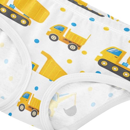 Cotton Girls Underwear Toddler Cute Yellow Construction Trucks Panties for Girl Pattern Underpants Briefs 2t4
