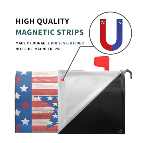 Image of Patriotic Star American Flag Magnetic Mailbox Cover Standard Size 21 inchx18 inch 4th of July Independence Day Mailbox Deacal Covers Farmhouse Rustic Welcome Post Letter Box Wrap for Home Garden Yard Outside