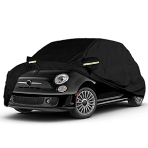 Waterproof Car Cover Compatible with Fiat 500 500C 500E Abarth 500 2007-2024, Outdoor Full Car Cover Sun Rain UV Dust Protection for All Seasons
