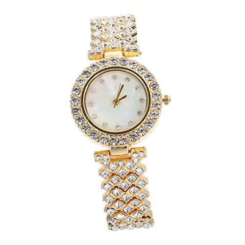 DEARMAMY Mirar Reloj De Vestir Reloj De Mujer Dorado para Mujer Reloj De Oro Mujer para Mujeres Reloj Dorado Femenino Reloj De Oro para Mujer Reloj De Diamantes De Imitación Golden Aleación