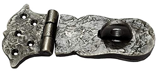 Image of Adonai Hardware inchParan inch Heavy Duty Cast Iron Safety Locking Hasp and Staple (6 inch x 1 Pack, Antique Nickel) for Vintage Pirates Treasure Chest, Trunks, Wooden Jewelry Box, Cases, Furniture and Sheds