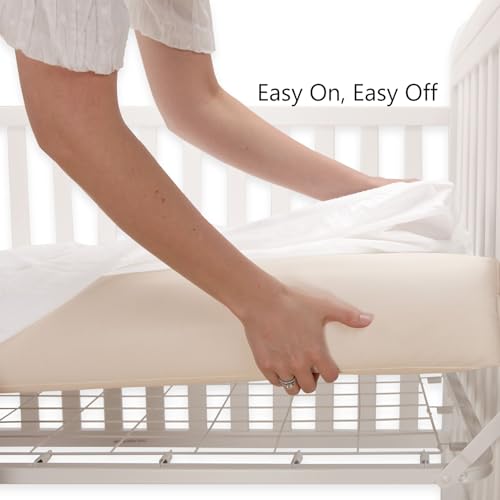 Image of UOMNY Crib Sheet Set,White Fitted Crib Sheets Baby Sheet Set for Standard Crib and Toddler mattresses Nursery Bedding Sheet for Girls 2 Pack White