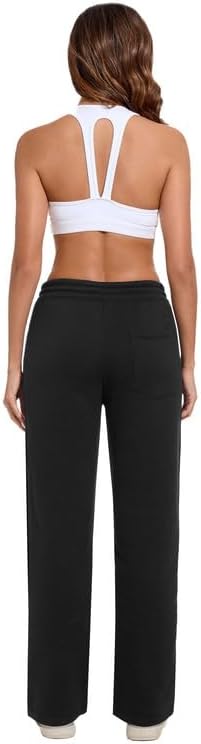 Women's Fleece Lined Sweatpants with Pockets Thermal Winter Warm Pants Elastic Waist Workout Running Jogging Pants - Image 2