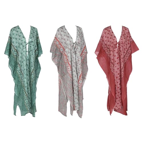 Pareo Rojo Verde Coral pack de 3 piezas S3056436 ropa de playa mujer