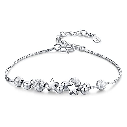 Pulsera de cuentas plata mate, joyería hecha a mano para parejas