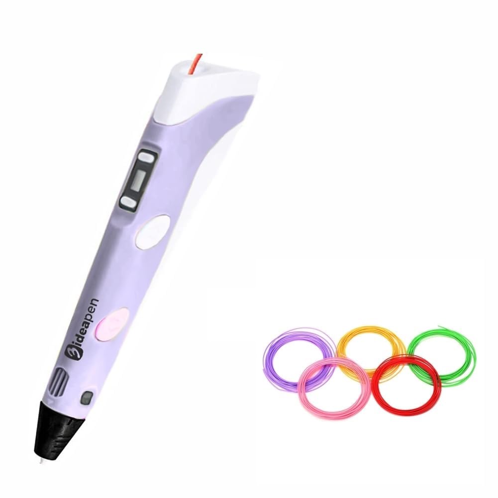 3 idea Imagine Create Print 3D Pen Purple + Multicolor PLA Filament Set of 5 (Each Filament 5 Meters), 1.75mm