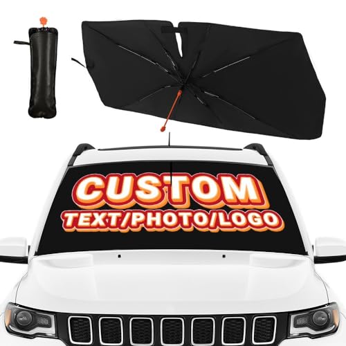 UOER Custom Windshield Sun Shade Umbrella, Personalized Car Umbrella Sun