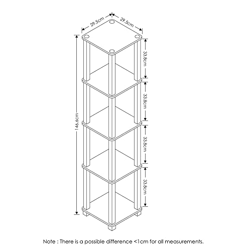 Furinno Turn-S-Tube 5-Tier Corner Square Rack Display Shelf, Beech/White #TOP1