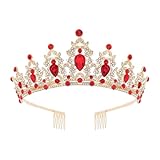 FSSTUD Kristall Hochzeit Tiara Strass Braut Tiara Geburtstag Party Tiara Metall Prom Krone Prinzessin Krone Stirnband Königin Festzug Krone mit Kamm für Braut