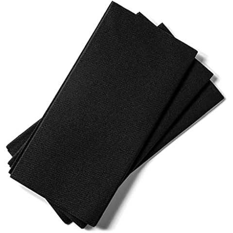 AH AMERICAN HOMESTEAD Paper Napkins - Disposable Black Linen-Like Dinner/ Wedding Napkins 50 Count - Entertaining Party Essentials - Restaurant Quality Colored Table Napkins 15.75"x15.75" (Black) Cover