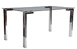 MF - Mesa de Comedor Modelo LAINEY 140 (M) - Base Cromada, Tapa de Cristal Templado 140 x 80 cms | Base cromada | Tapa de cristal templado | Medidas: 140 x 80 cm | Diseño elegante y moderno | Ideal para cualquier comedor
