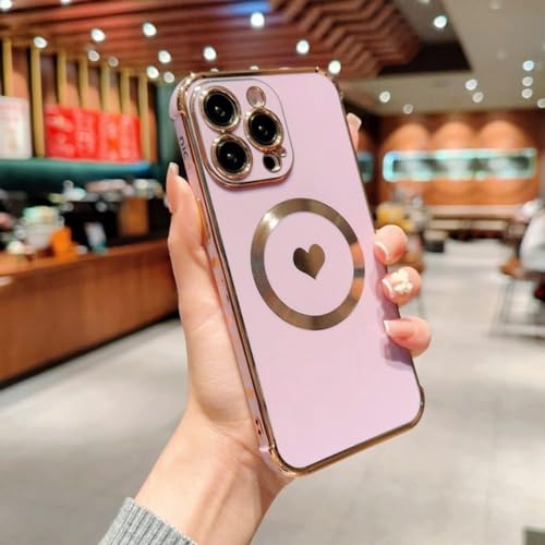 Étui de téléphone magnétique de luxe pour iPhone 14 Pro Max violet mignon