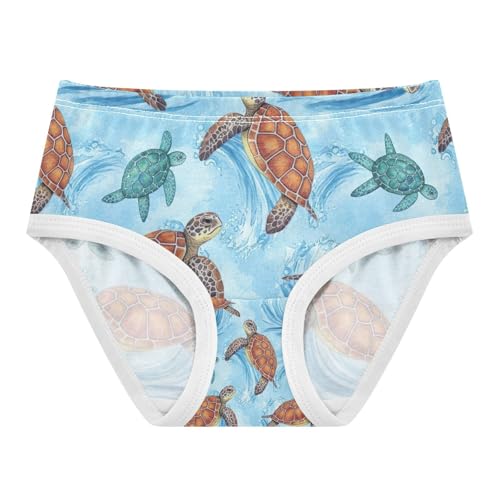 Toddler Girl Briefs, Watercolor Sea Turtles Girls' Cotton Brief Underwear, 2–8 Years