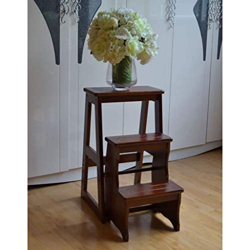 Escabeau de tabouret pliable multifonctionnel en bois 3 marches - 4