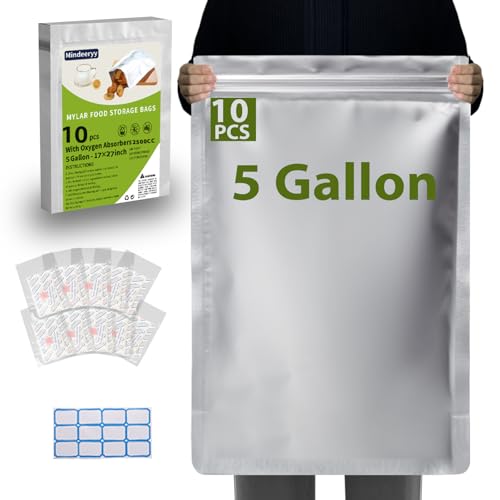 10pcs Mylar Bags for Food Storage with Oxygen Absorbers