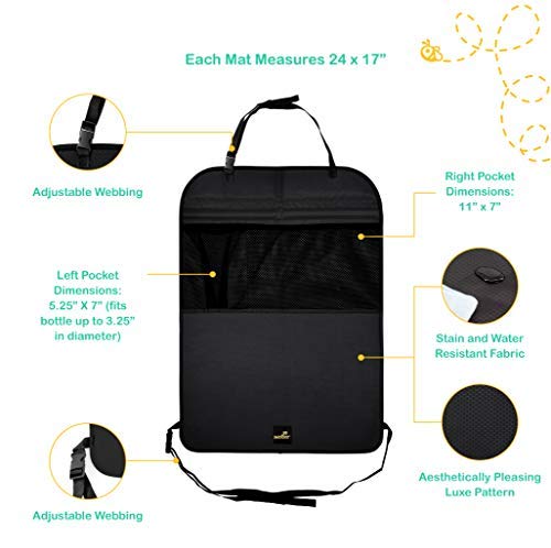 Premium & Stylish Car Seat Protector Kick Mats, 2 Pack, Easy Care, 3 Color Options