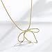 Pasuwisma 925 Silver Bow Necklace, Bowknot Pendant Necklace Women Bow Necklace with Extension (golden)
